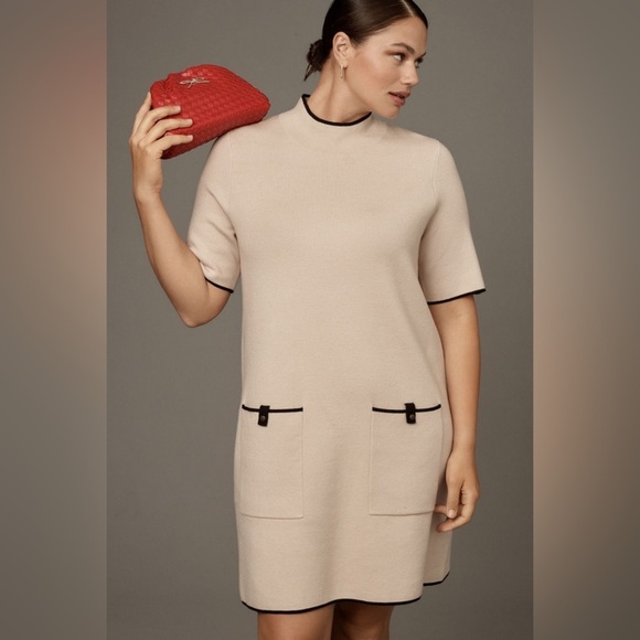 NWT! Anthropologie The Annalise Mock-Neck Mini Sweater Dress by Maeve - Large 🏀 - Picture 8 of 10
